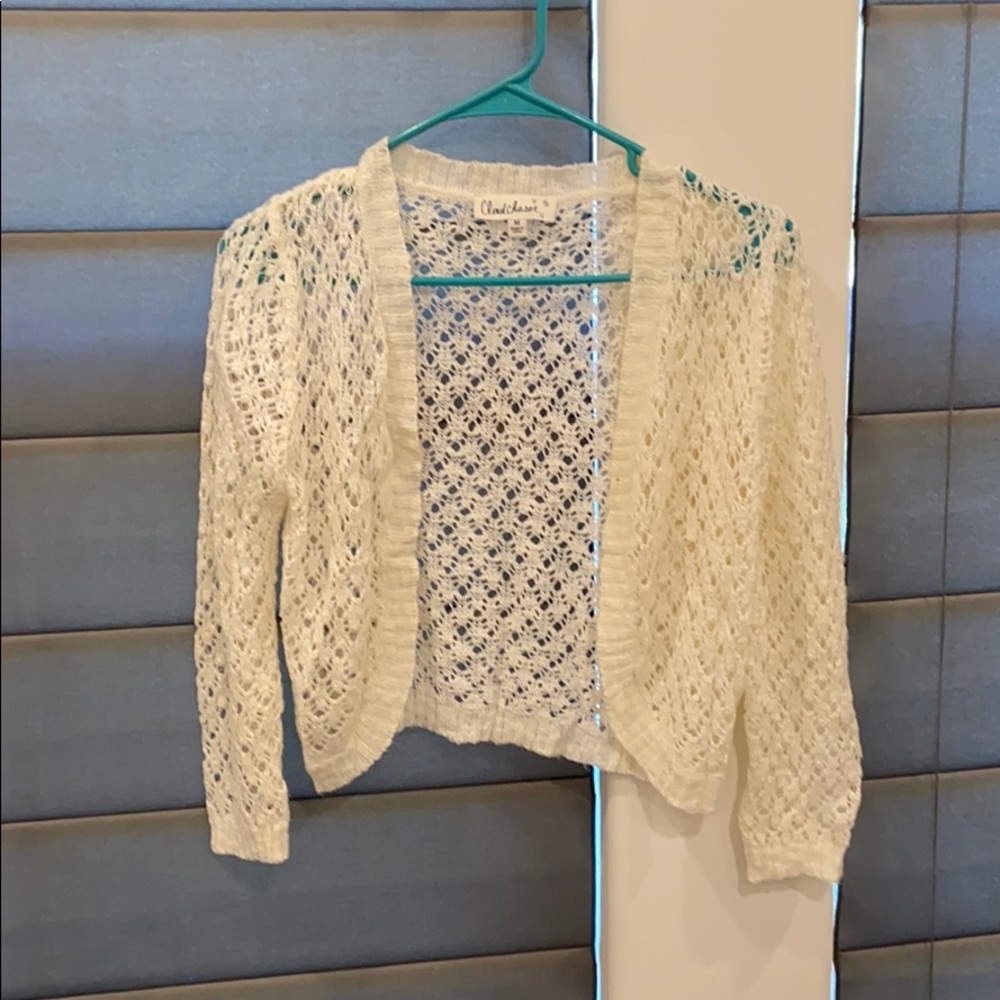 Cream/White Open Cardigan